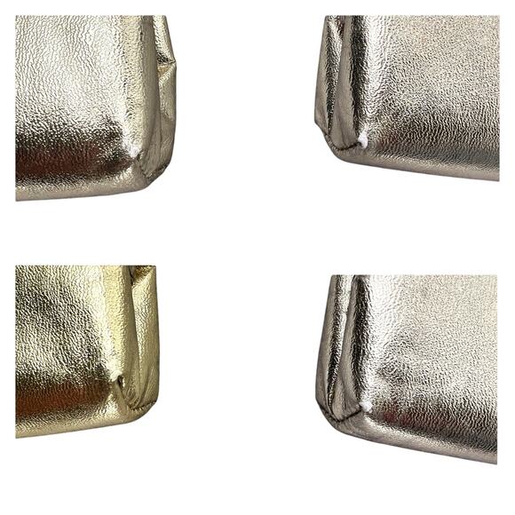 Vintage Gold Clutch Prom Purse Pocketbook 10" Kiss Lock Chain Strap Satin Glam - Picture 13 of 13